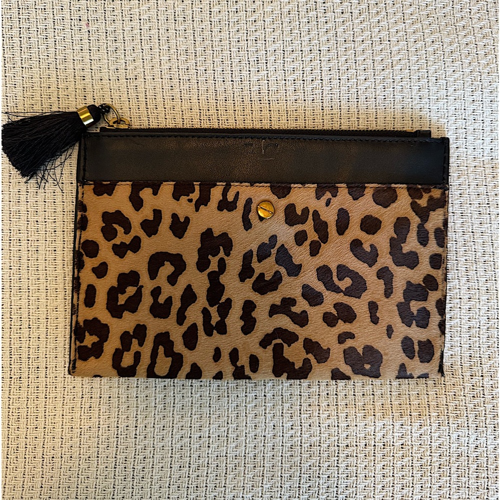 J. Crew Leather and Calf Hair Clutch